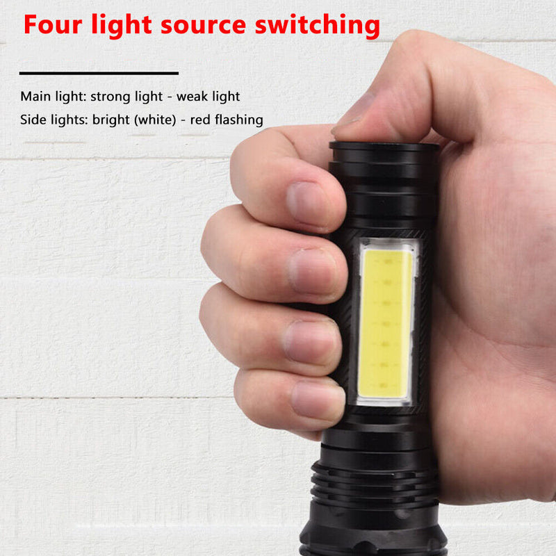 Outdoor Strong Light Long-Range Emergency COB Dimming Flashlight Camping Torch