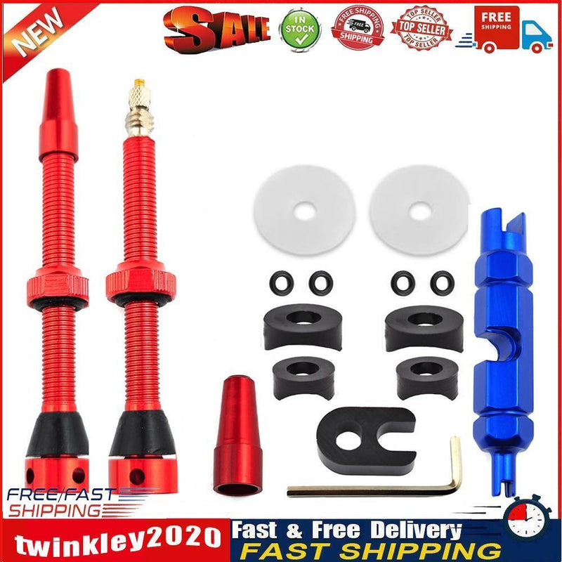 Bike Tubeless Presta Valve Set Bike CNC Machined Anodized Tool (60mm Red) Newly