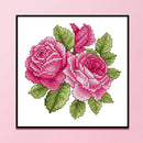 Counted Pink Rose Partial Embroidery 14CT DIY Cross Stitch Art Canvas Kit