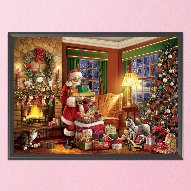 Cotton Thread Full Stamped Santa Claus Gifts Cross Stitch Embroidery Handicraft