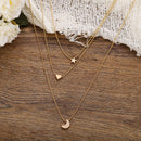 Lady Moon Star Love Pendant Necklace Retro Women Multi Layer Clavicle Chain