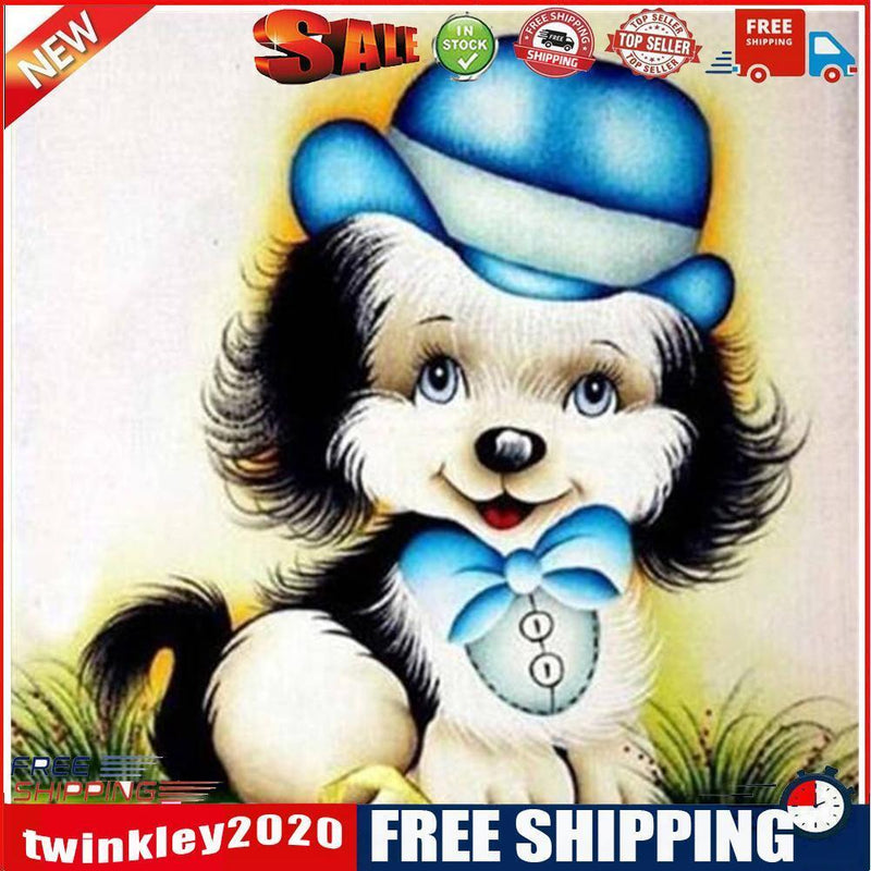 Diamond Painting Kits Full Round Blue Hat Dog DIY Handmade Art Home Decor