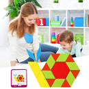 155pcs Wood Jigsaw Puzzle Board Set Tangram Kids Colorful Educational Toys
