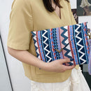Women Canvas Stripe Bohemian Messenger Bag Flap Crossbody Bag (Purple)