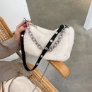 Lady Plush Solid Underarm Bag Fashion Shoulder Crossbody Totes Street Handbags