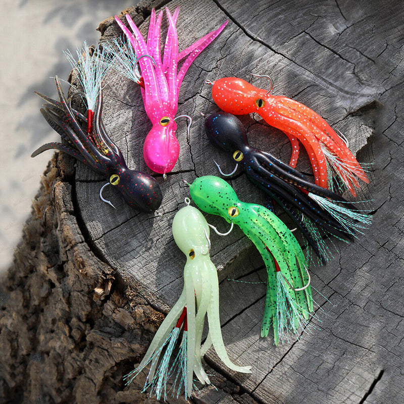 5pcs 11cm 22g Octopus Soft Fishing Lures Jig Hooks Artificial Bait (Mixed)