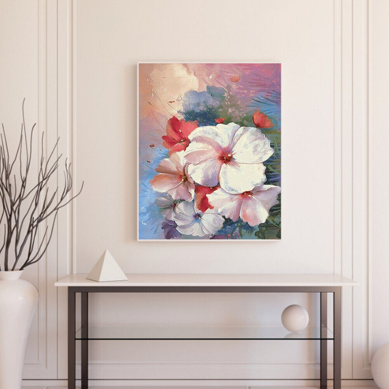 Hibiscus Oil Paint By Numbers Kit DIY Wall Art Picture Craft Home Decoration