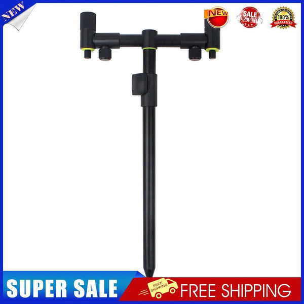 Adjustable Carp Fishing Rod Holder Ground Pole Stand w/Bite Alarm Indicator