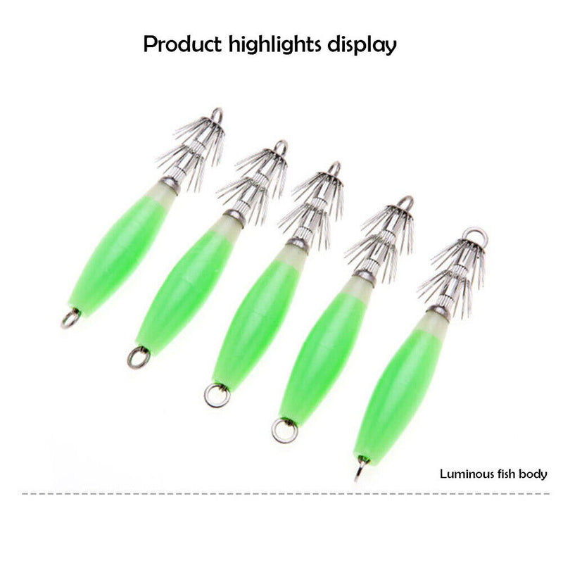 5pcs Luminous Squid Jigs Hooks Cuttlefish Octopus Cuttlefish Bait Fishhook Newly