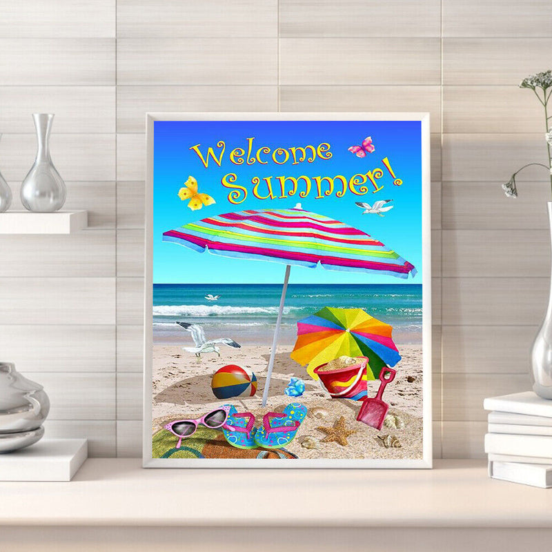 Welcome Summer Oil Paint By Numbers Kits DIY Handpainted on Canvas Wall Art Gift