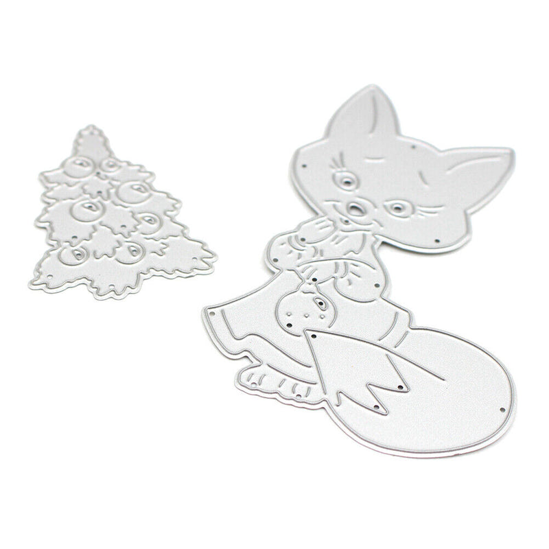 Christmas Tree Cat Cutting Die Stencil DIY Scrapbooking Album Craft Card-164939