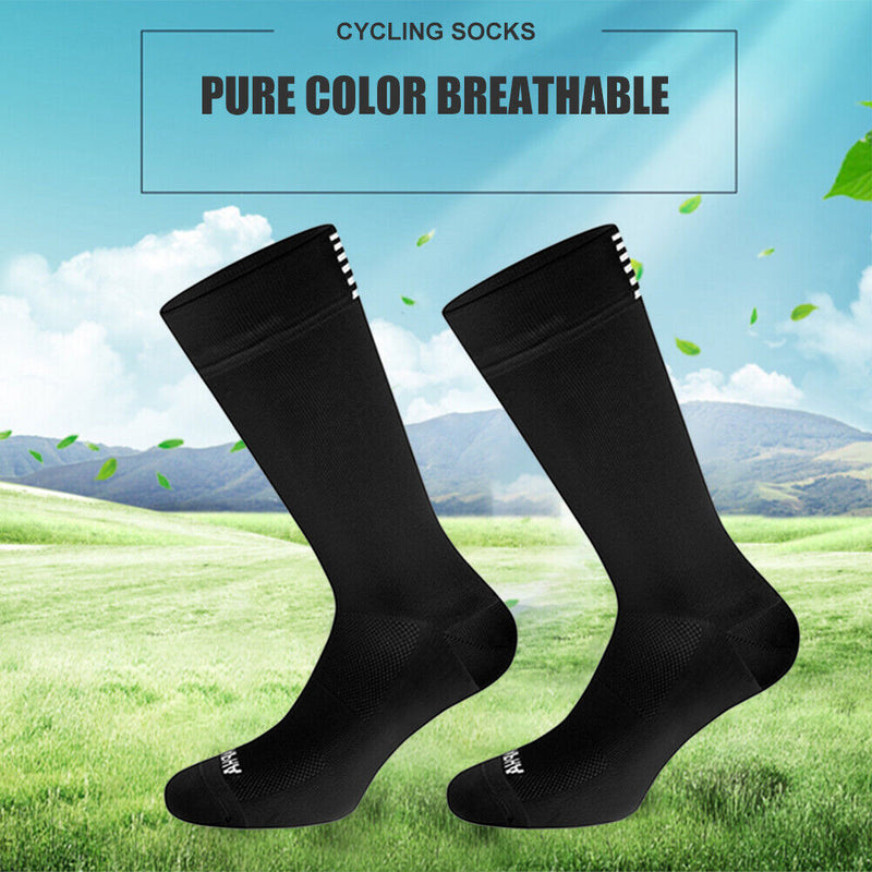 Compression Socks Men Women Sports Cycling Running Breathable Socks (Black)