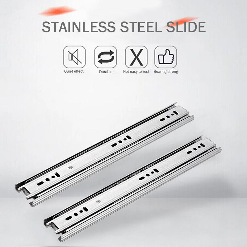 16in Ball Bearing Drawer Slides Three Sections Ball Guide Runners Furniture