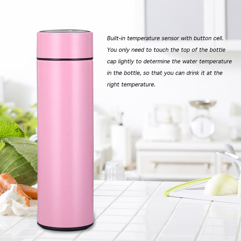 500ml Double-Layer Intelligent Temperature Insulation Water Bottle (Pink) Newly