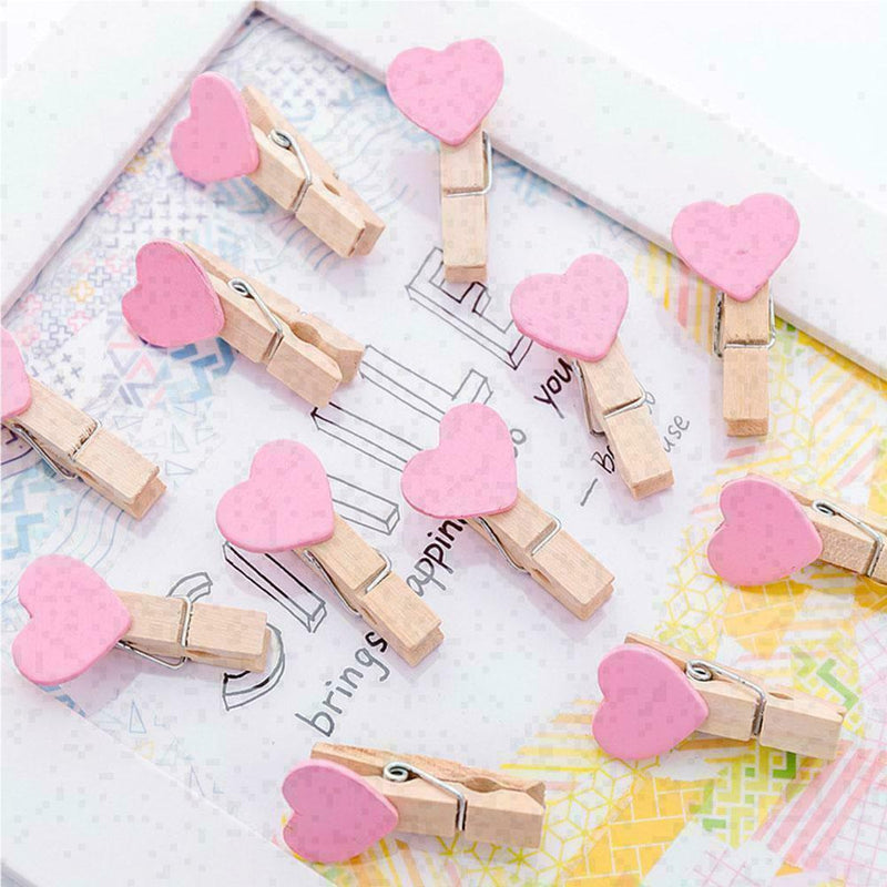 Photo Paper Clip Mini Wooden Wedding Decor Clip Crafts Pegs Love N0C9