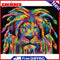 DIY Paint By Number Kit Frameless Colorful Lion Animals Handpainted Canvas Decor