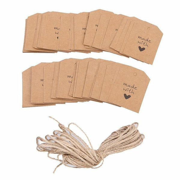 Wedding Supplies Kraft Paper Gift Cards Made with Love Hang Tags Blank Label