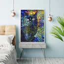 DIY Full Drill Round Shape Multicolor Cat Rhinestone Diamond Drawing for Home