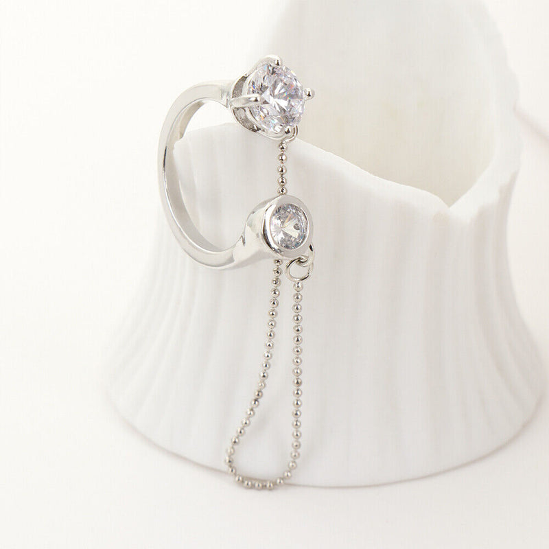 Women Men Party Jewelry Chain Rings Open Finger Rings Multi-layer Punk Rings