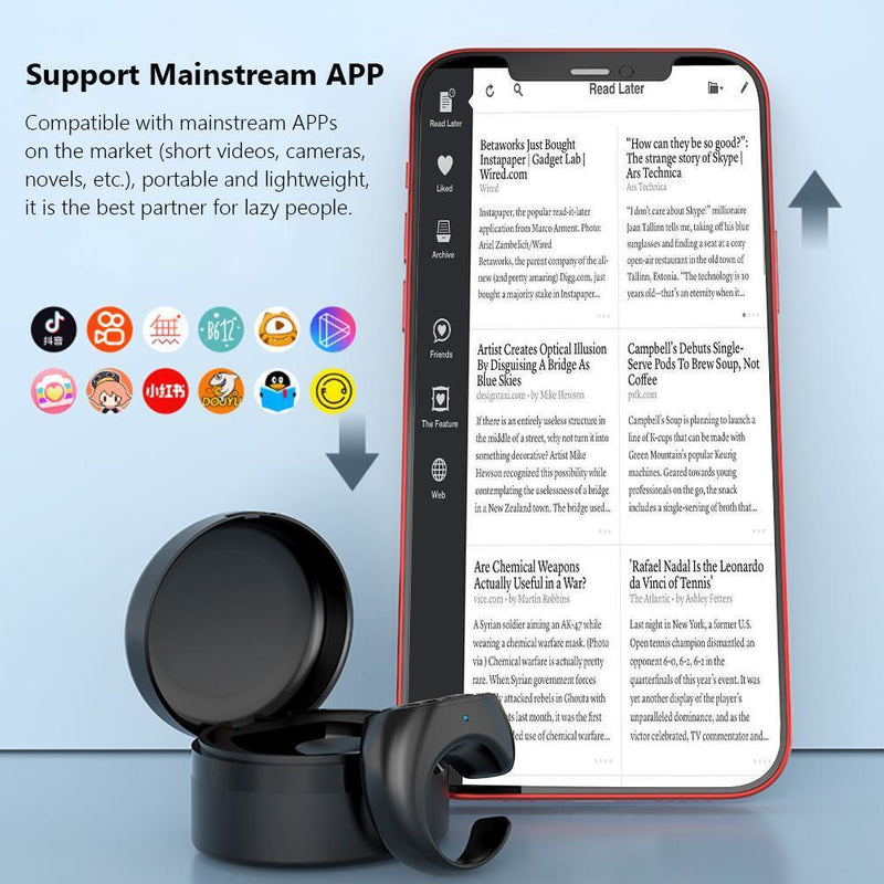 Smart Browsing Bluetooth-compatible Page Turner Ring Remote Control (Black)