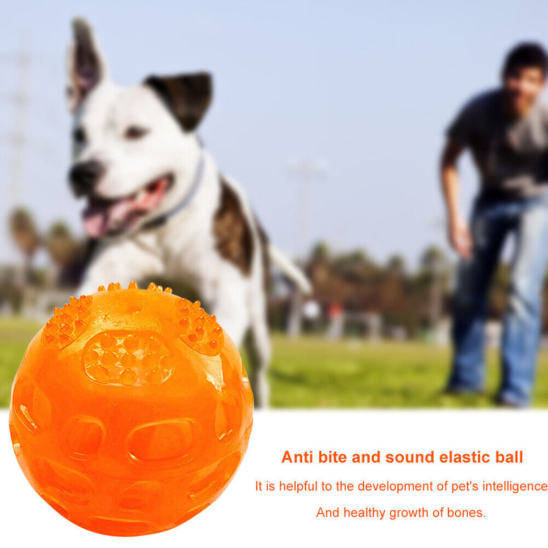 Pet Dog Bite Resistant Sound Molar Ball Training Interactive Ball (Orange) Newly
