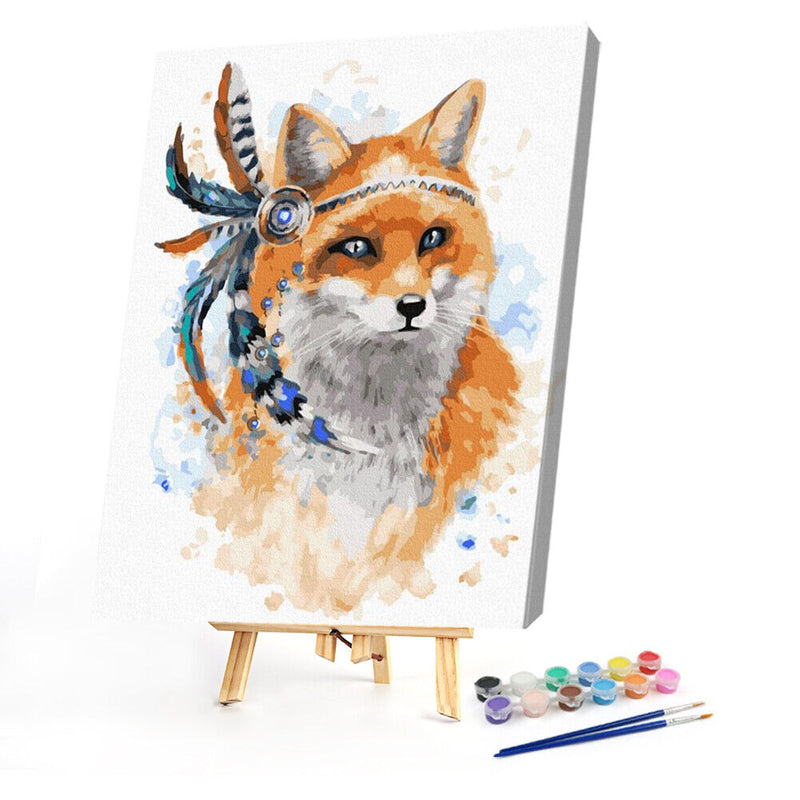Frameless Oil Paint By Numbers DIY Fox Picture Craft Kit for Home Living Room