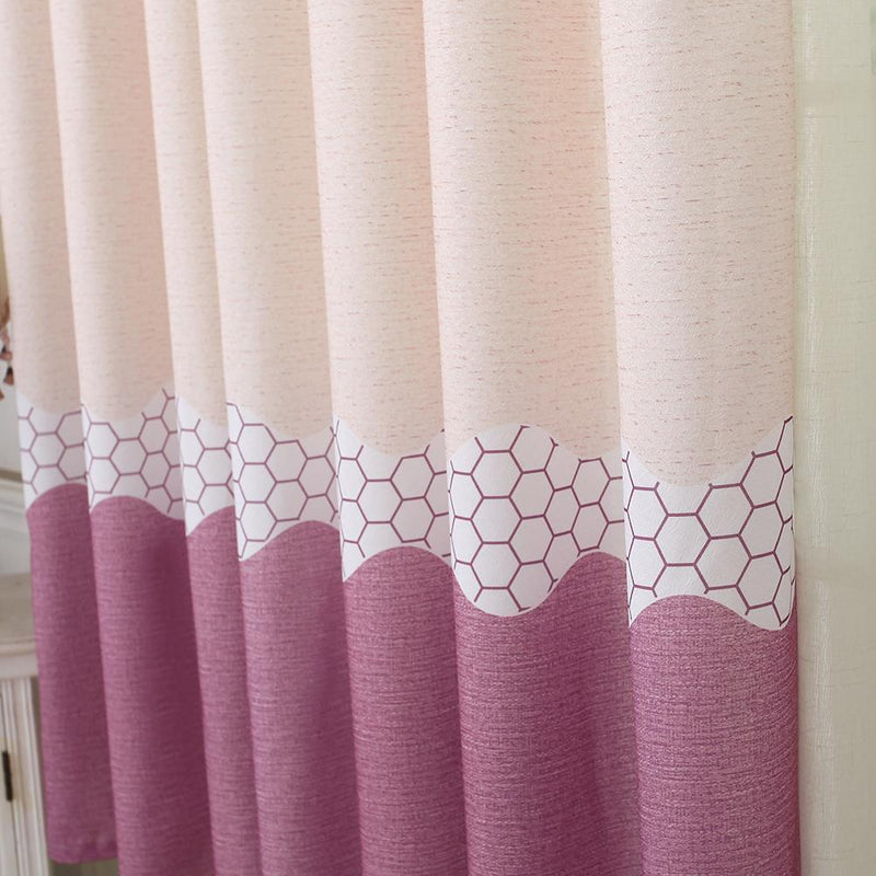 Geometry Semi Blackout Curtains Home Windows Tulle Sheer Drape (Purple Red