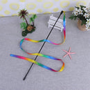Rainbow Cloth Ribbon Tease Cats Rod Pets Kitten Interactive Scratching Toys