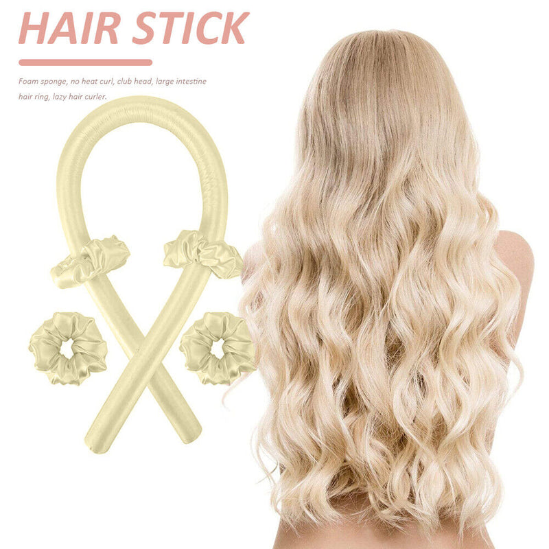 Heatless Curling Rod Foam Sponge Soft Hair Roller Styling Tools (Yellow) Newly