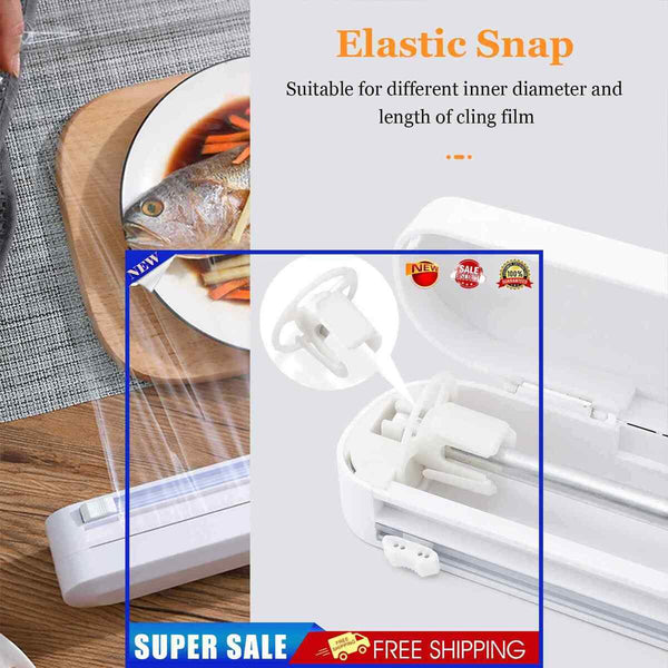 Food Wrap Dispenser - Suction Cup Design Reusable Foil and Cling Film Cutter