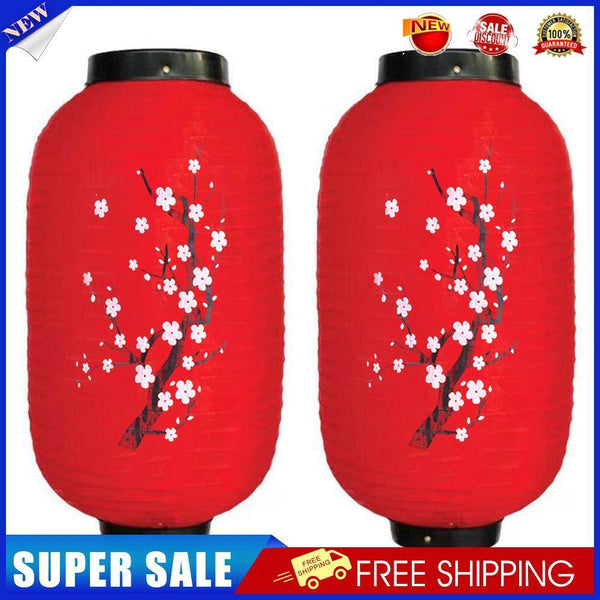 Plum Long Cloth Lampion Blossom Sushi Restaurant Hanging Lantern Lamp (Red)