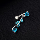 Fashion Body Piercing Jewelry Leaves The Belly Button Ring Blue