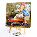 Frameless Oil Paint By Numbers Boy Car DIY Canvas Picture Craft for Home