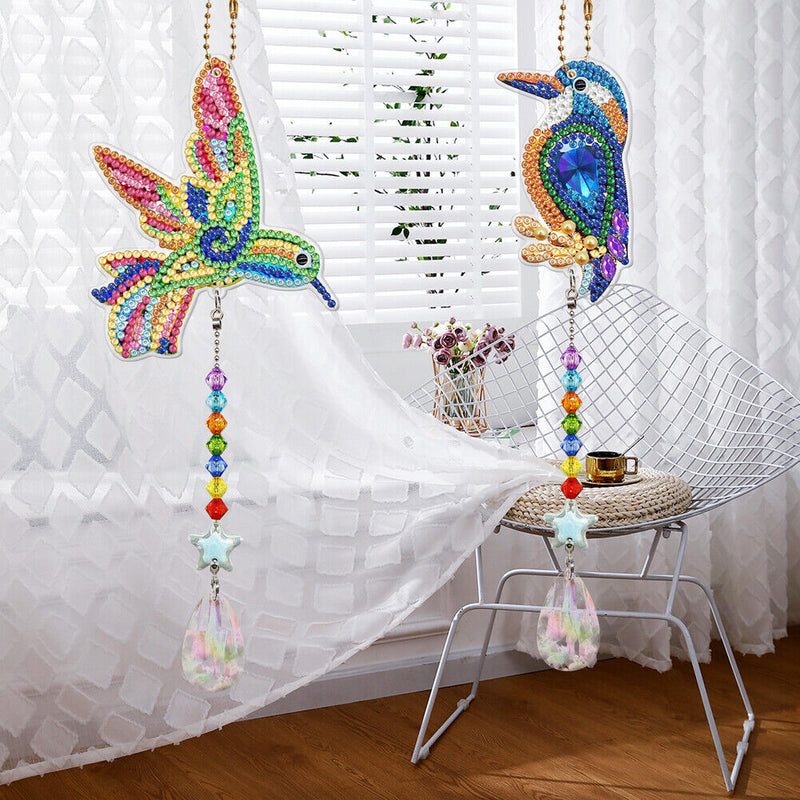 2pcs 5D Diamond Painting Bird Pendant Bag Keychain Jewelry Gifts (SMDZ202)