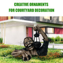 Zombie Horror Sculpture with LED Lantern Walking Dead Zombie Statue Out of Grave