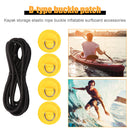 Stainless Steel D Ring Patch 2.5m Rope Kit for Paddle Board (Yellow) Newly