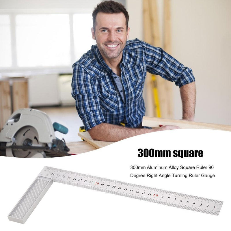 300mm Aluminum Alloy Square Ruler 90 Degree Right Angle Turning Ruler Gauge