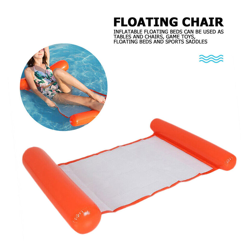 Water Hammock Inflatable Floating Swimming Pool Lounge Bed Chair (Orange) Newly