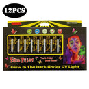 12X Halloween Glow In Dark Face Black Light Paint Neon Crayon Kit Makeup Marker
