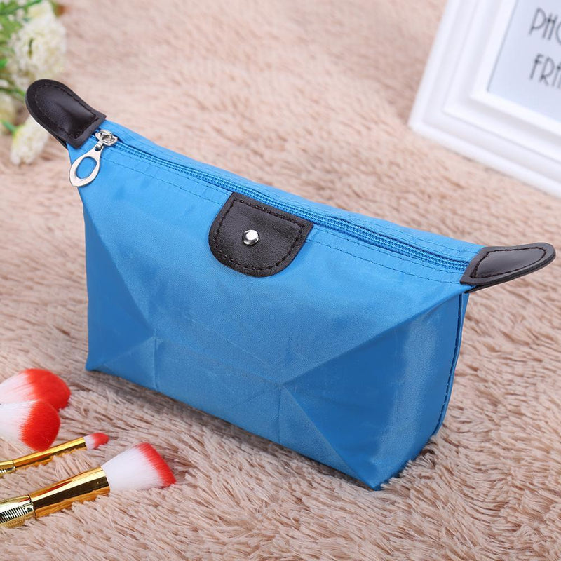 Women Zipper Ingot Shape Dumpling Handbag Cosmetic Bag Makeup Tote(Sky Blue