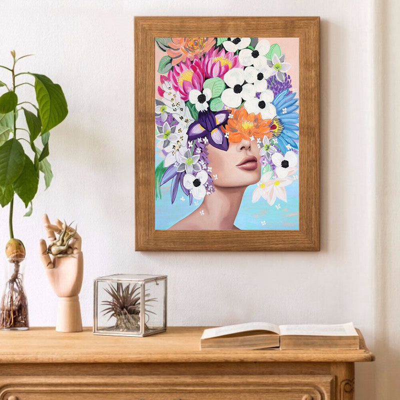 Flower Girl Oil Paint By Numbers Kits Canvas Picture Wall Art DIY Craft