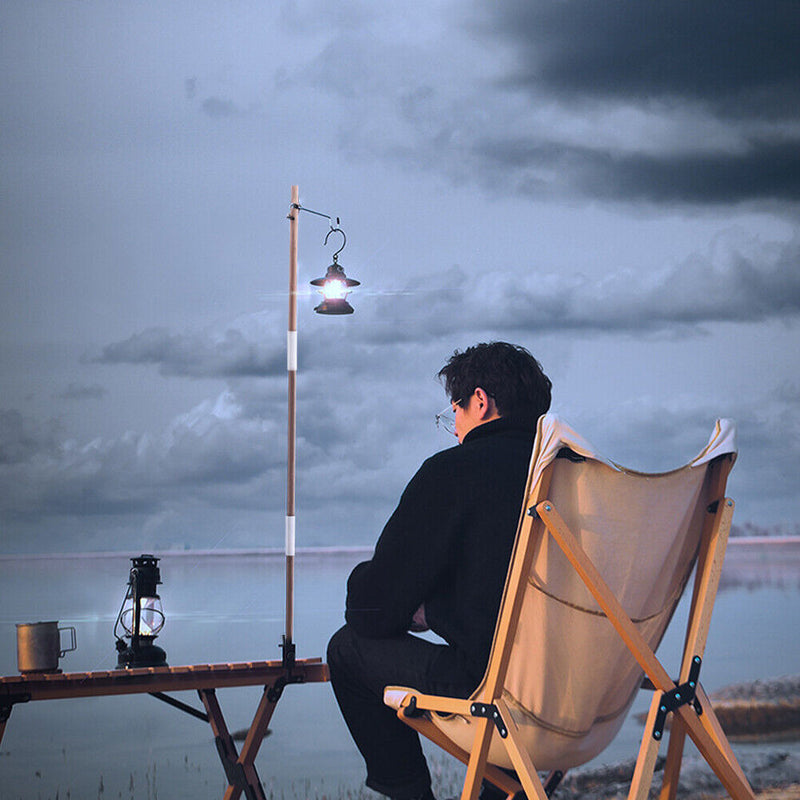 Detachable Lantern Stand Pole Outdoor Camping Light Hanger Holder (Walnut)