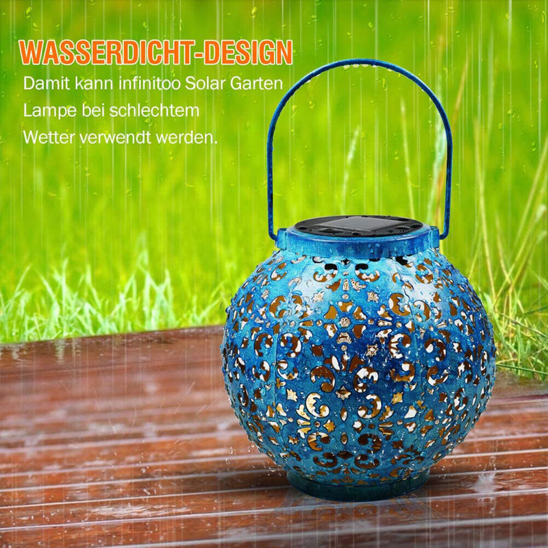 Creative Solar LED Iron Art Hollow Lantern Light Outdoor Decor Lighting Lamp