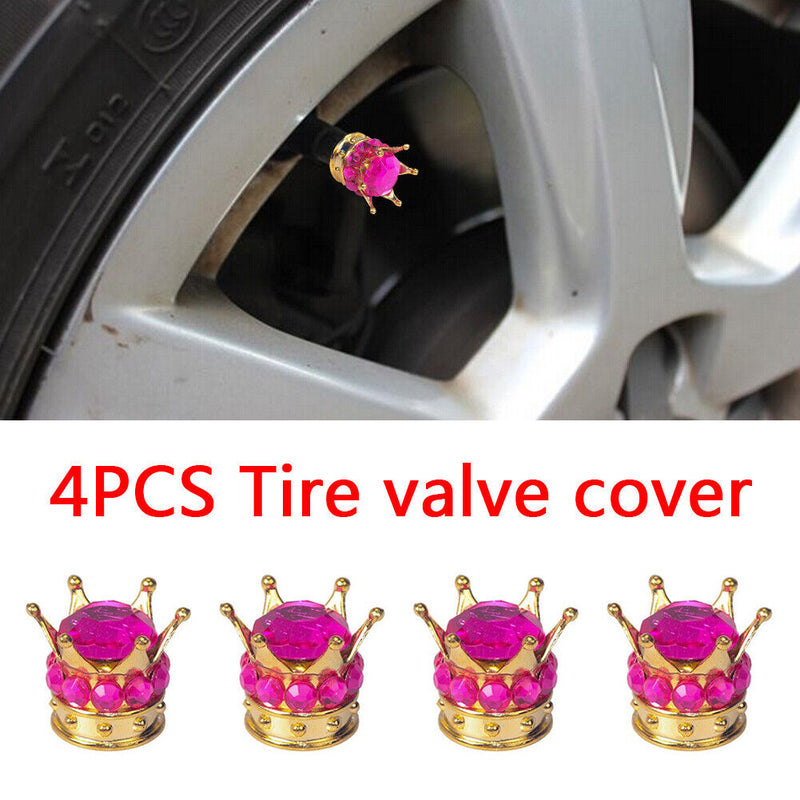 4x Car Rhinestone Wheel Tire Valve Caps Tyre Rim Stem Air Cover (Rose Red) Newly