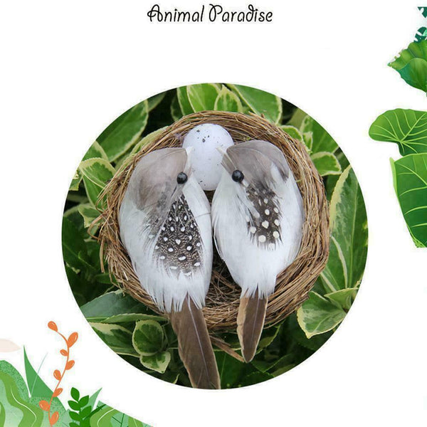 Artificial Bird Nest Realistic Sparrow Home Garden Ornament Decoration N2D1 L2I0