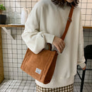 Retro Corduroy Messenger Handbag Female Portable Casual Shoulder Top-handle Bag