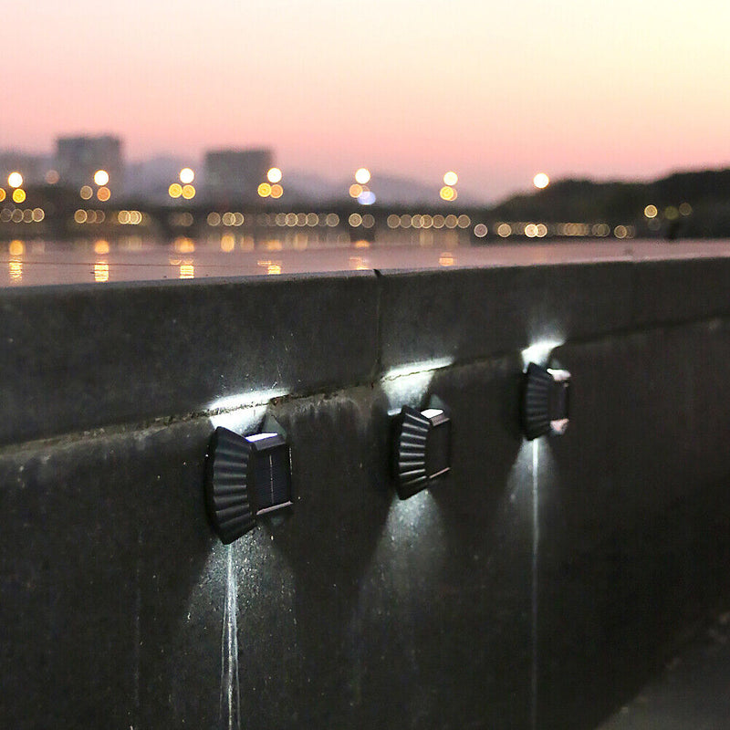 4pcs Solar Wall Lamp Outdoor Waterproof Balcony Fence Lights (White 2LED)