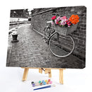 Painting By Numbers Kit DIY Rose Bike Canvas Oil Art Picture for Home Wall Decor