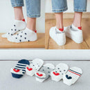 5x Women Men Socks Casual Work Heart-shaped Cotton Sock Comfortable Fa Love Q9R2