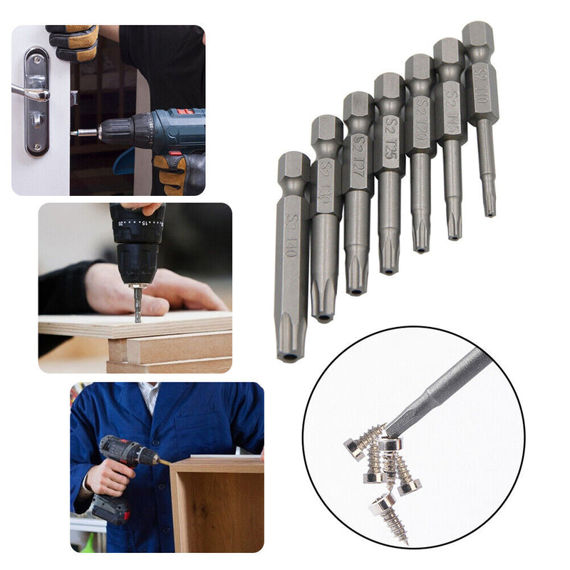 7pcs Woodworking Hex Driver Screwdriver Bit Set Electric Drill Flat Heads